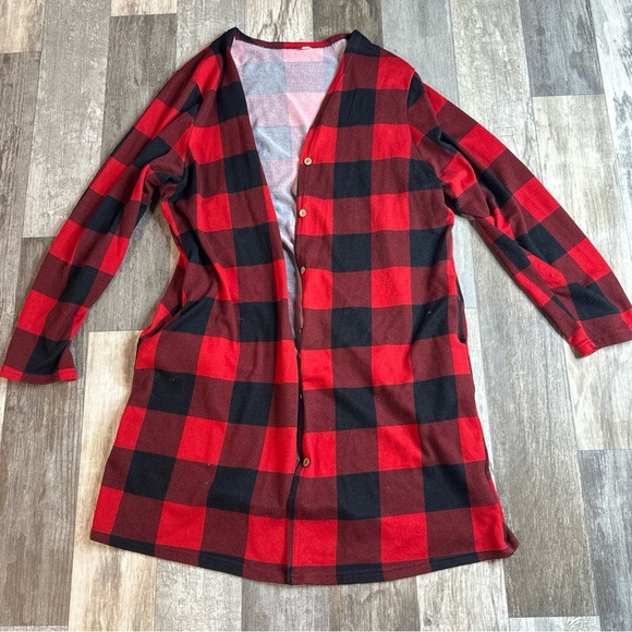 Tops - 2XL Women’s Red Flannel Cardigan, Button Down